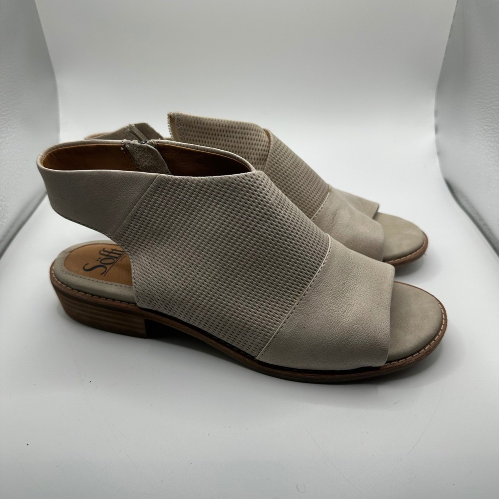 Sofft SF0041915 Taupe Leather Perforated Slingback Sandals Womens 8M Low Heel